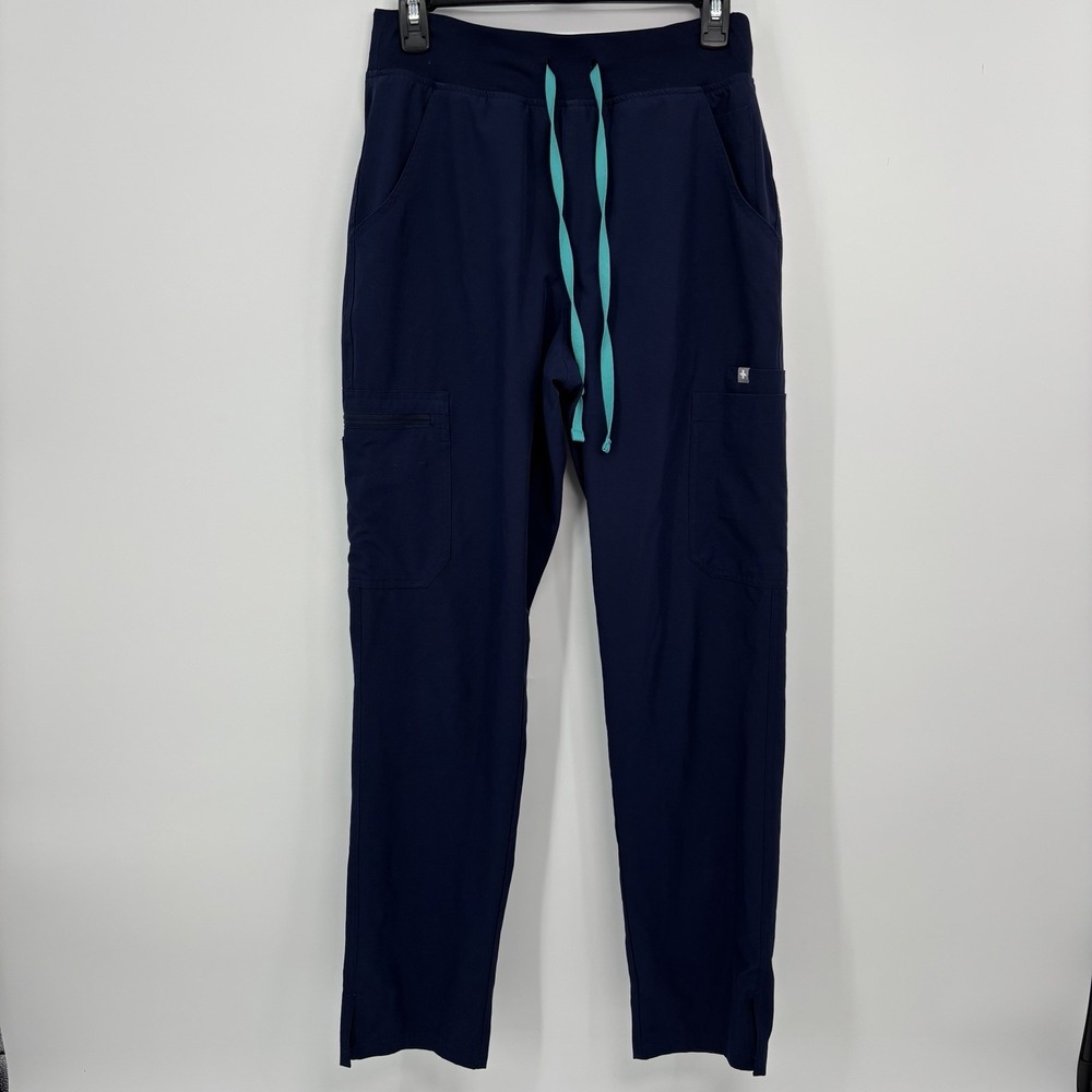 Figs FreeX Lined Scrub Pants Women's Small Navy Blue Cargo Pocket Straight Leg